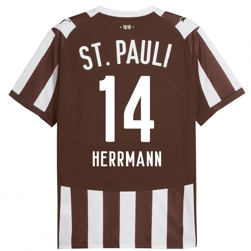 Danxen Pánské Mats Herrmann #14 Kávová Bílá Domů Hráčské Dresy 2025/26 Dres