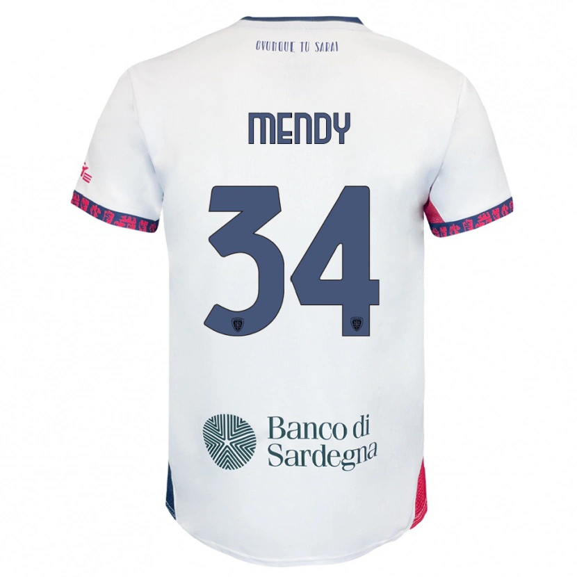Danxen Pánské Paul Mendy #34 Bílá Námořnická Modř Červená Daleko Hráčské Dresy 2025/26 Dres