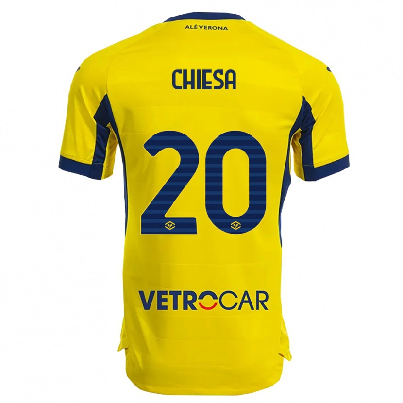 Danxen Pánské Mattia Chiesa #20 Žlutá Námořnická Modř Daleko Hráčské Dresy 2025/26 Dres