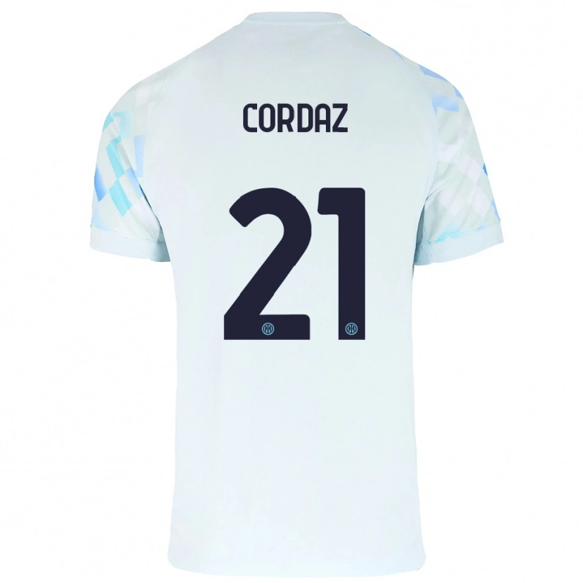 Danxen Pánské Alex Cordaz #21 Bílá Modrá Daleko Hráčské Dresy 2025/26 Dres