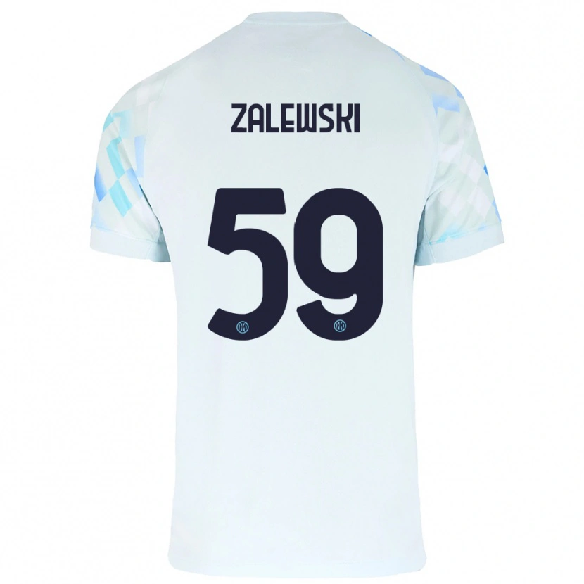 Danxen Pánské Nicola Zalewski #59 Bílá Modrá Daleko Hráčské Dresy 2025/26 Dres