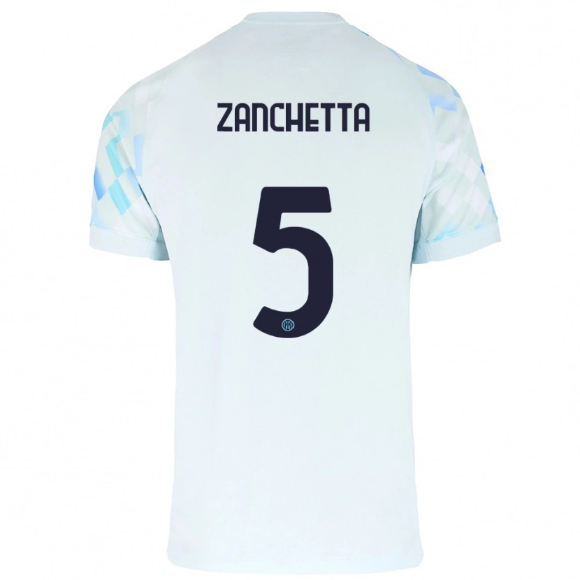 Danxen Pánské Mattia Zanchetta #5 Bílá Modrá Daleko Hráčské Dresy 2025/26 Dres