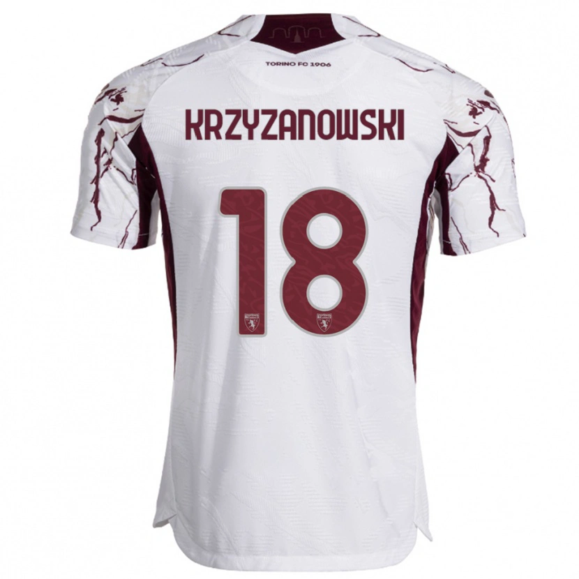 Danxen Pánské Jakub Krzyzanowski #18 Bílá Burgundská Daleko Hráčské Dresy 2025/26 Dres
