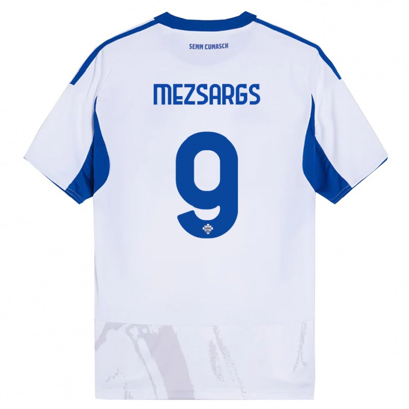 Danxen Pánské Kristians Mezsargs #9 Bílá Modrá Daleko Hráčské Dresy 2025/26 Dres