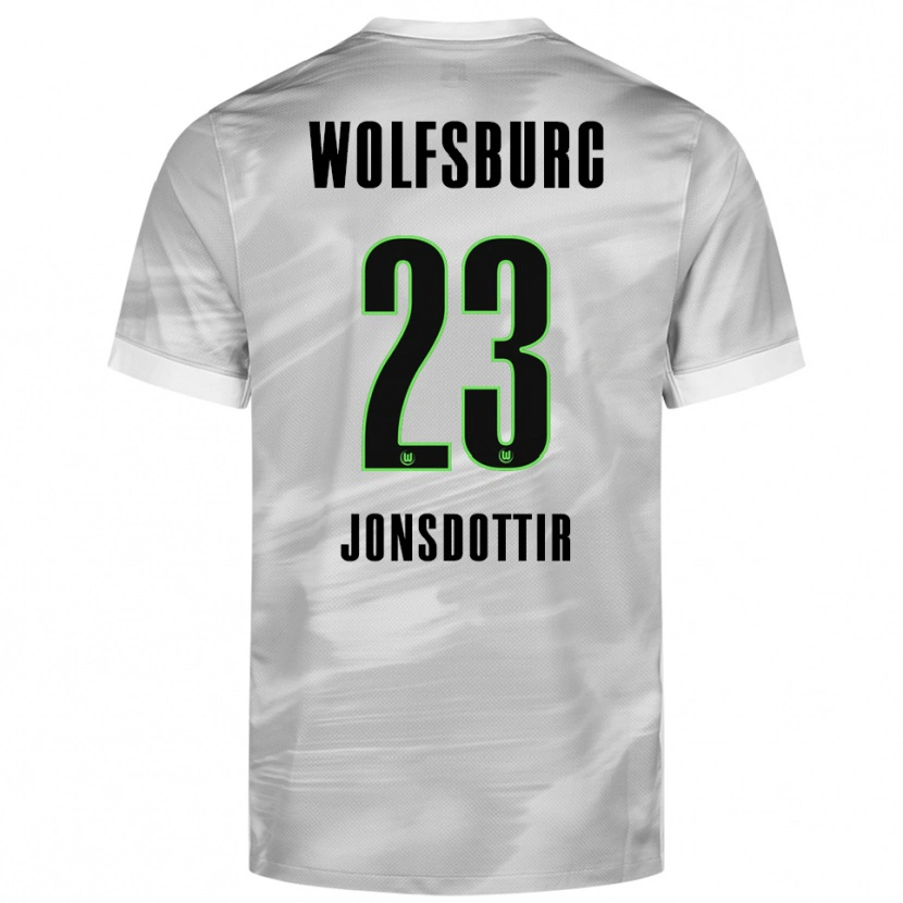 Danxen Pánské Sveindís Jane Jónsdóttir #23 Šedá Bílá Daleko Hráčské Dresy 2025/26 Dres