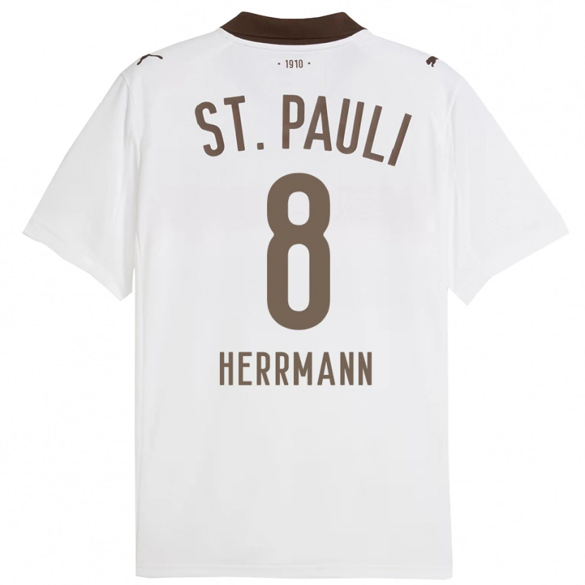 Danxen Pánské Max Herrmann #8 Bílá Červená Daleko Hráčské Dresy 2025/26 Dres