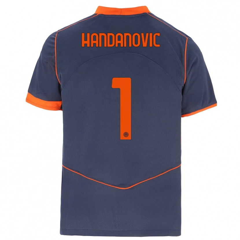 Danxen Pánské Samir Handanovic #1 Šedá Oranžová Třetí Hráčské Dresy 2025/26 Dres