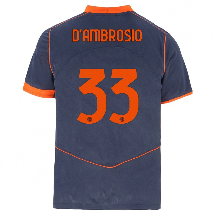 Danxen Pánské Danilo D'ambrosio #33 Šedá Oranžová Třetí Hráčské Dresy 2025/26 Dres