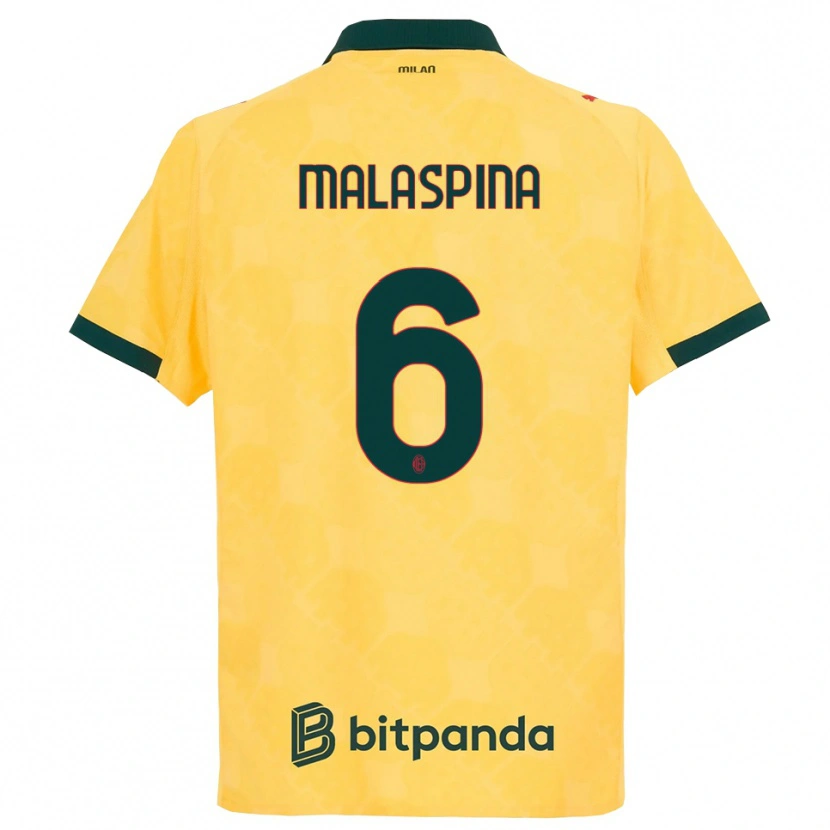 Danxen Pánské Mattia Malaspina #6 Žlutá Černá Třetí Hráčské Dresy 2025/26 Dres