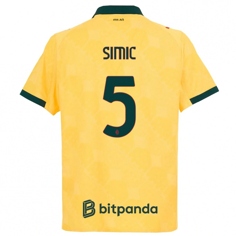 Danxen Pánské Jan-Carlo Simic #5 Žlutá Černá Třetí Hráčské Dresy 2025/26 Dres