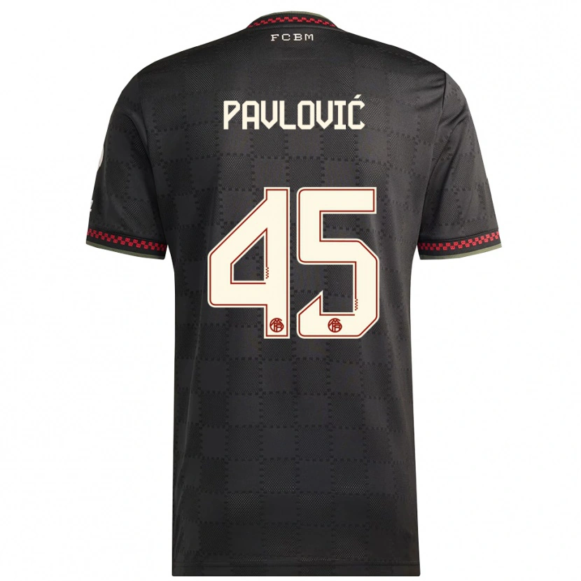 Danxen Pánské Aleksandar Pavlovic #45 Černá Bílá Třetí Hráčské Dresy 2025/26 Dres