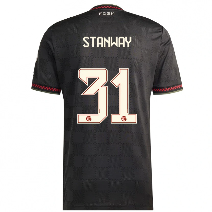 Danxen Pánské Georgia Stanway #31 Černá Bílá Třetí Hráčské Dresy 2025/26 Dres