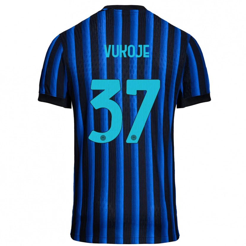 Danxen Dámské Andrija Vukoje #37 Černá Modrá Domů Hráčské Dresy 2025/26 Dres