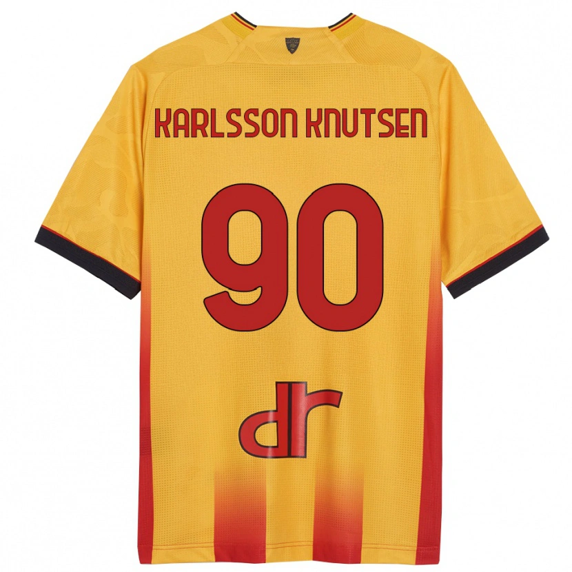 Danxen Dámské Storm Karlsson Knutsen #90 Žlutá Oranžová Domů Hráčské Dresy 2025/26 Dres
