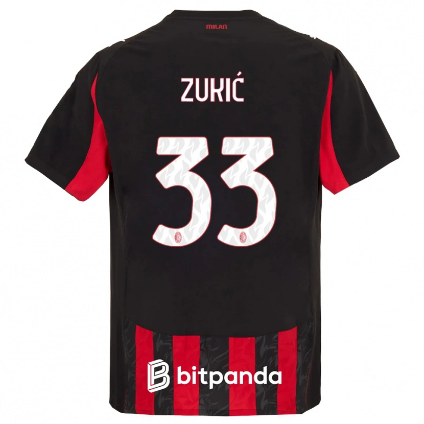 Danxen Dámské Damir Zukić #33 Červená Černá Domů Hráčské Dresy 2025/26 Dres
