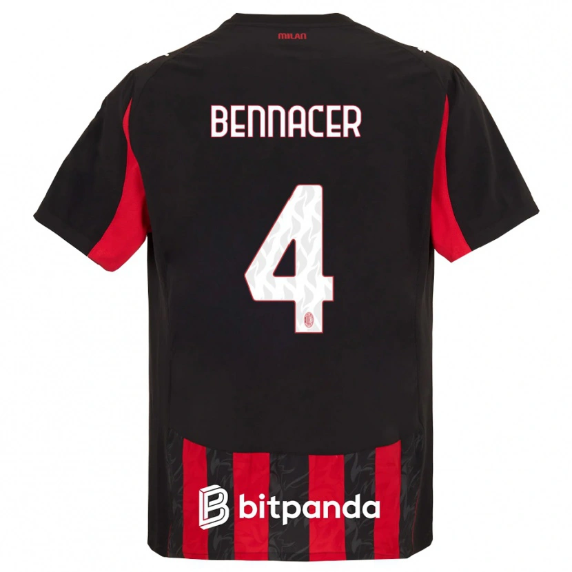 Danxen Dámské Ismaël Bennacer #4 Červená Černá Domů Hráčské Dresy 2025/26 Dres