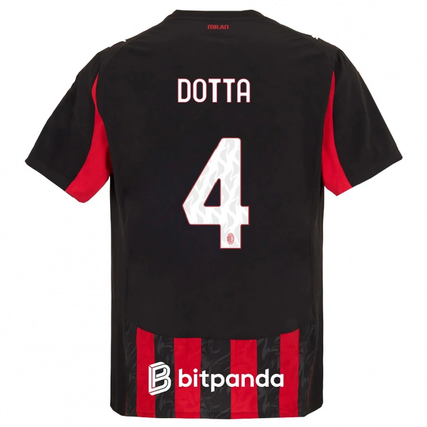 Danxen Dámské Cristiano Dotta #4 Červená Černá Domů Hráčské Dresy 2025/26 Dres