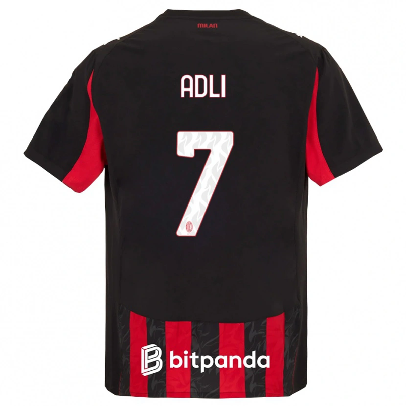 Danxen Dámské Yacine Adli #7 Červená Černá Domů Hráčské Dresy 2025/26 Dres