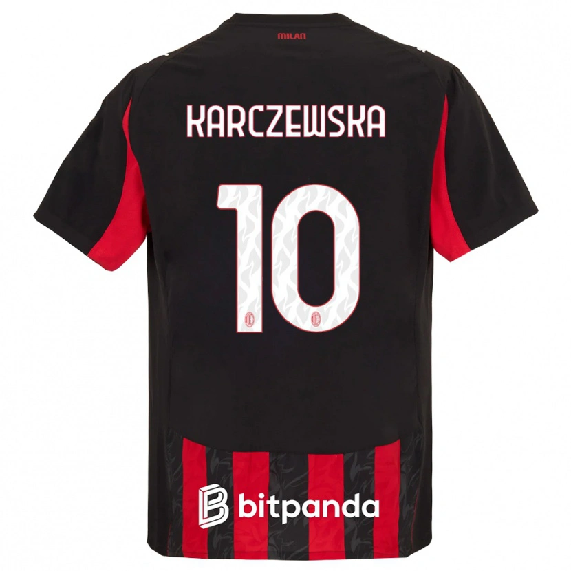 Danxen Dámské Nikola Karczewska #10 Červená Černá Domů Hráčské Dresy 2025/26 Dres