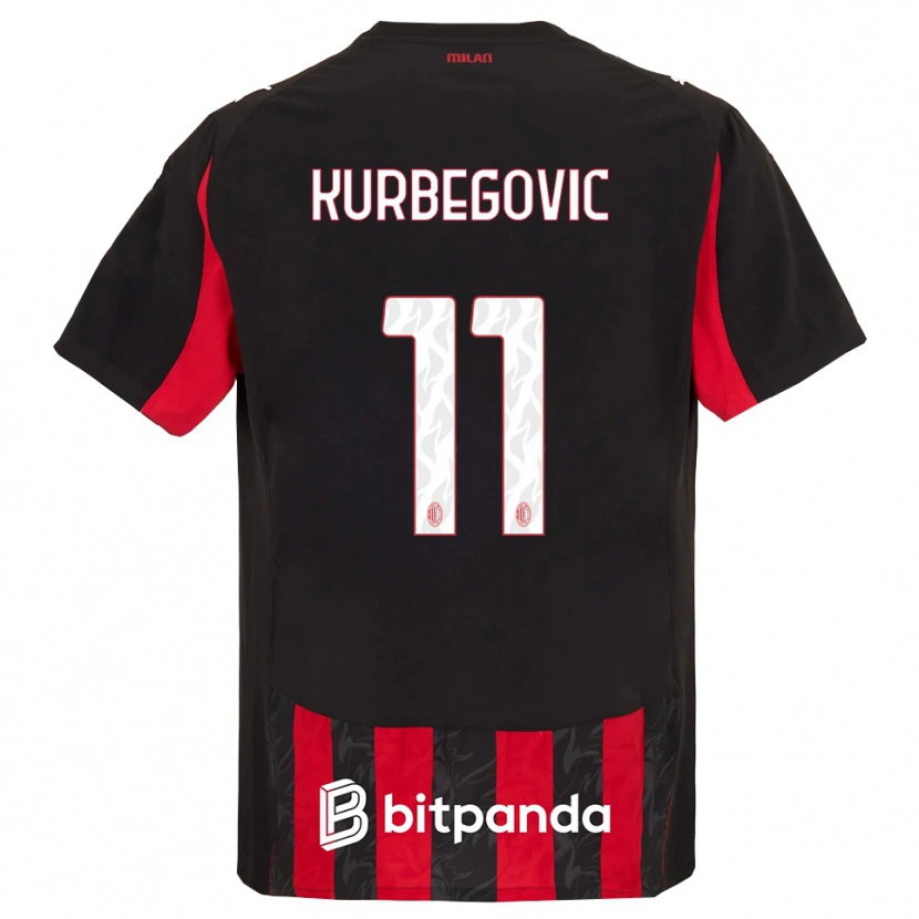 Danxen Dámské Dino Kurbegovic #11 Červená Černá Domů Hráčské Dresy 2025/26 Dres