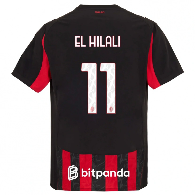 Danxen Dámské Youns El Hilali #11 Červená Černá Domů Hráčské Dresy 2025/26 Dres