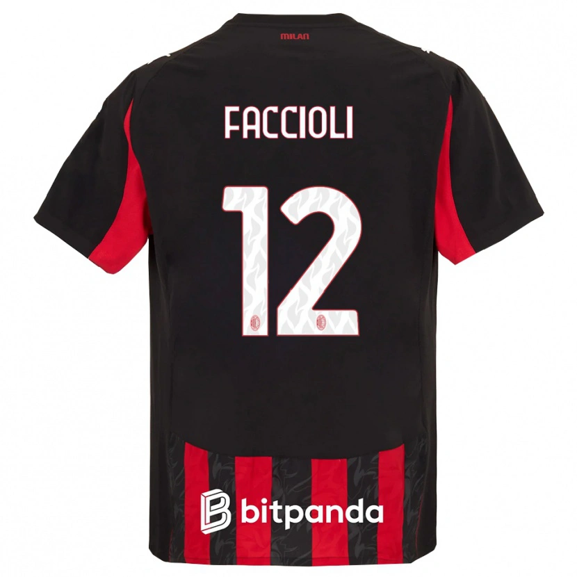 Danxen Dámské Pietro Faccioli #12 Červená Černá Domů Hráčské Dresy 2025/26 Dres