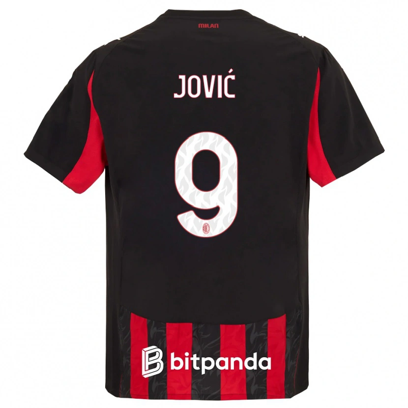 Danxen Dámské Luka Jovic #9 Červená Černá Domů Hráčské Dresy 2025/26 Dres