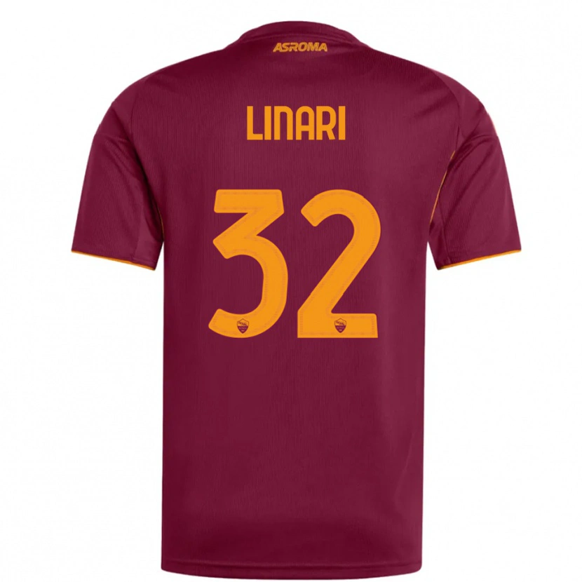 Danxen Dámské Elena Linari #32 Burgundská Oranžová Domů Hráčské Dresy 2025/26 Dres