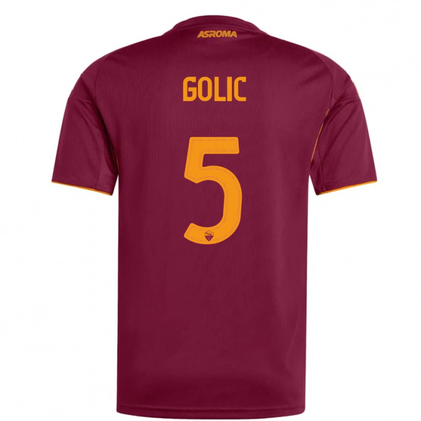 Danxen Dámské Lovro Golic #5 Burgundská Oranžová Domů Hráčské Dresy 2025/26 Dres