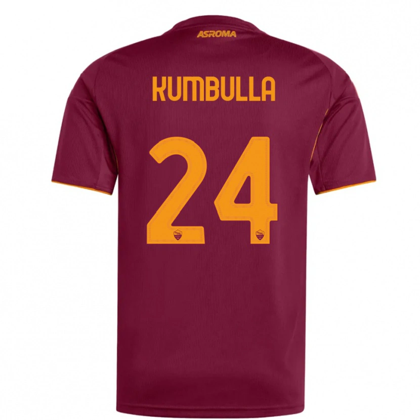 Danxen Dámské Marash Kumbulla #24 Burgundská Oranžová Domů Hráčské Dresy 2025/26 Dres