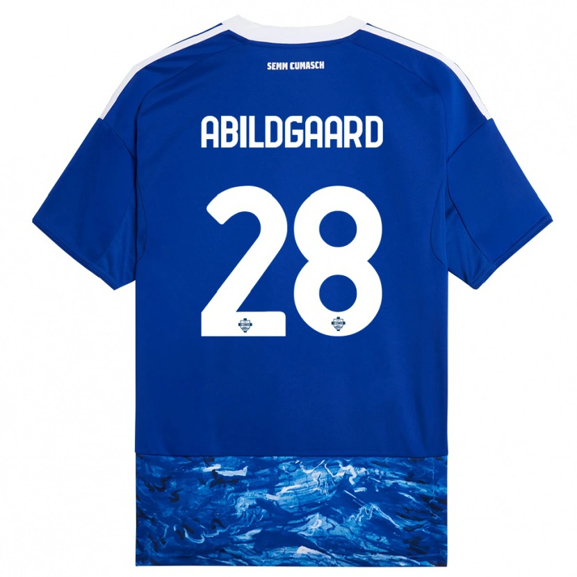 Danxen Dámské Oliver Abildgaard #28 Modrá Bílá Domů Hráčské Dresy 2025/26 Dres