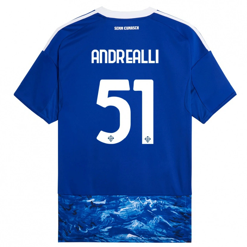 Danxen Dámské Francesco Andrealli #51 Modrá Bílá Domů Hráčské Dresy 2025/26 Dres