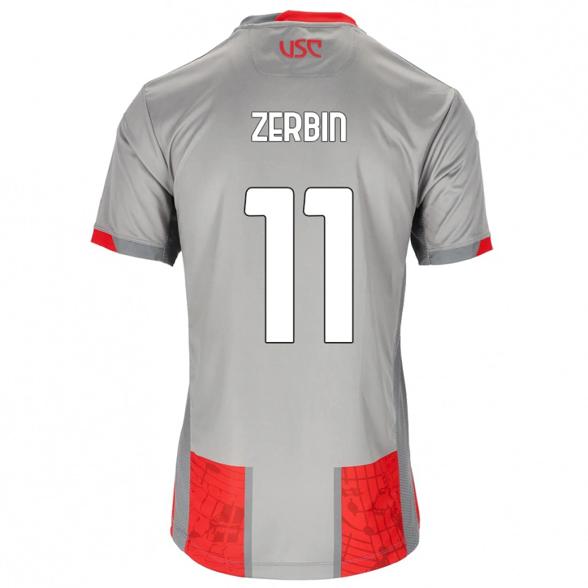 Danxen Dámské Alessio Zerbin #11 Červená Šedá Domů Hráčské Dresy 2025/26 Dres