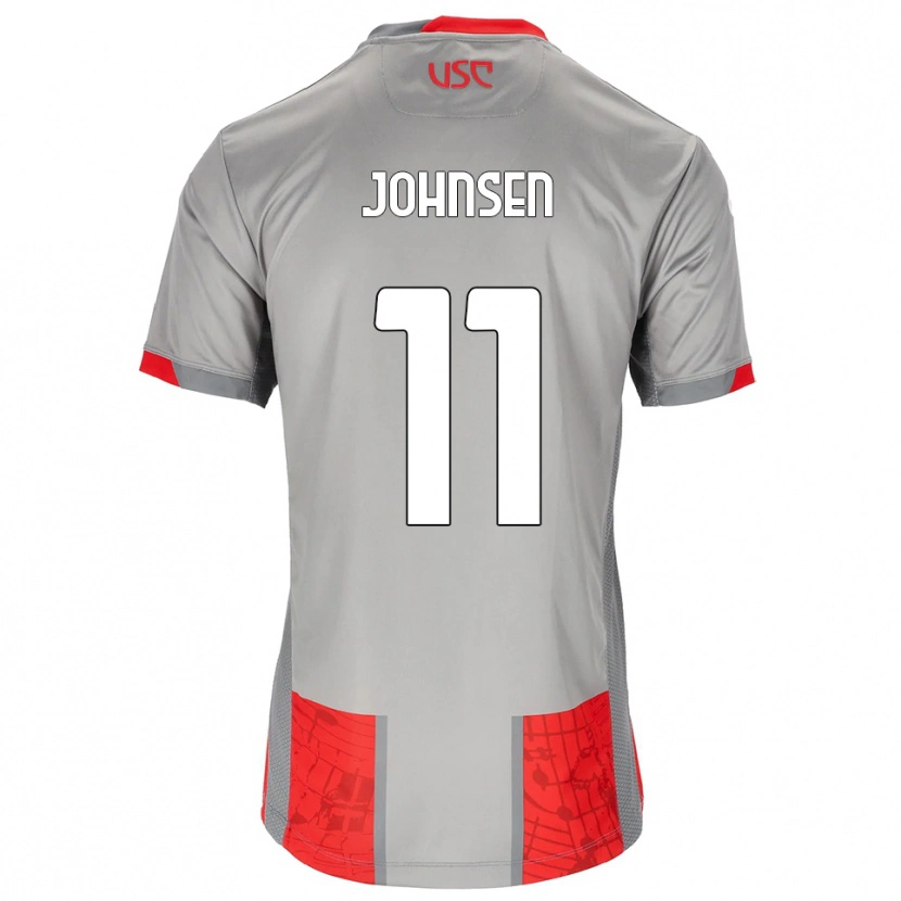 Danxen Dámské Dennis Johnsen #11 Červená Šedá Domů Hráčské Dresy 2025/26 Dres