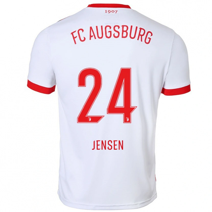 Danxen Dámské Fredrik Jensen #24 Bílá Červená Domů Hráčské Dresy 2025/26 Dres