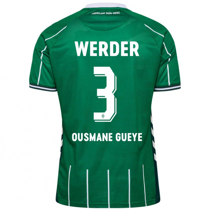 Danxen Dámské Papa Ousmane Gueye #3 Zelená Bílá Domů Hráčské Dresy 2025/26 Dres