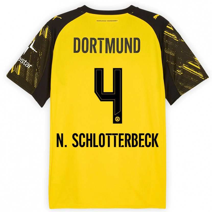 Danxen Dámské Nico Schlotterbeck #4 Žlutá Černá Domů Hráčské Dresy 2025/26 Dres
