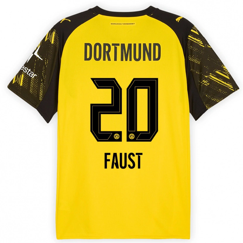 Danxen Dámské Tom Faust #20 Žlutá Černá Domů Hráčské Dresy 2025/26 Dres