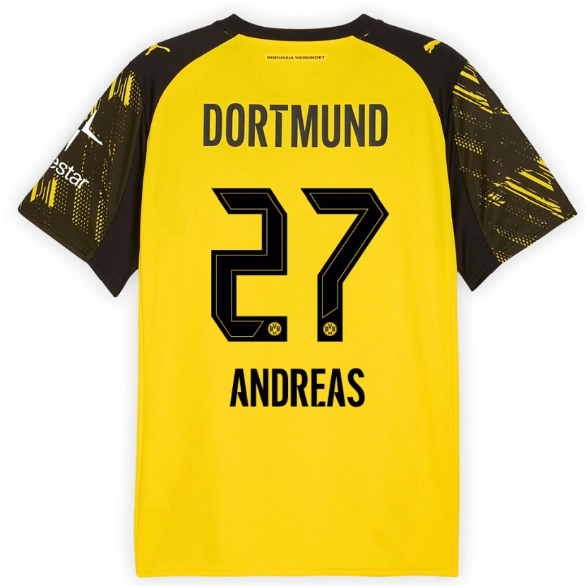 Danxen Dámské Kuno Andreas #27 Žlutá Černá Domů Hráčské Dresy 2025/26 Dres