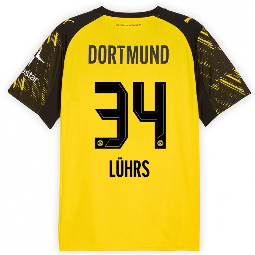 Danxen Dámské Yannik Lührs #34 Žlutá Černá Domů Hráčské Dresy 2025/26 Dres