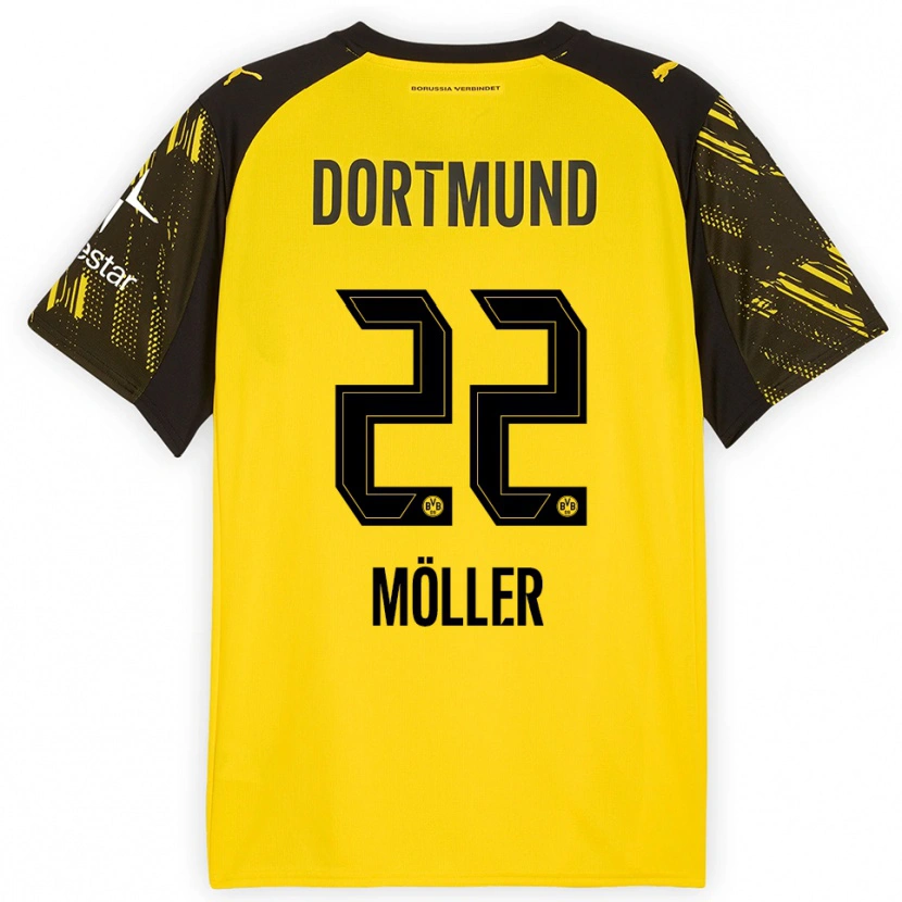 Danxen Dámské Paul Möller #22 Žlutá Černá Domů Hráčské Dresy 2025/26 Dres