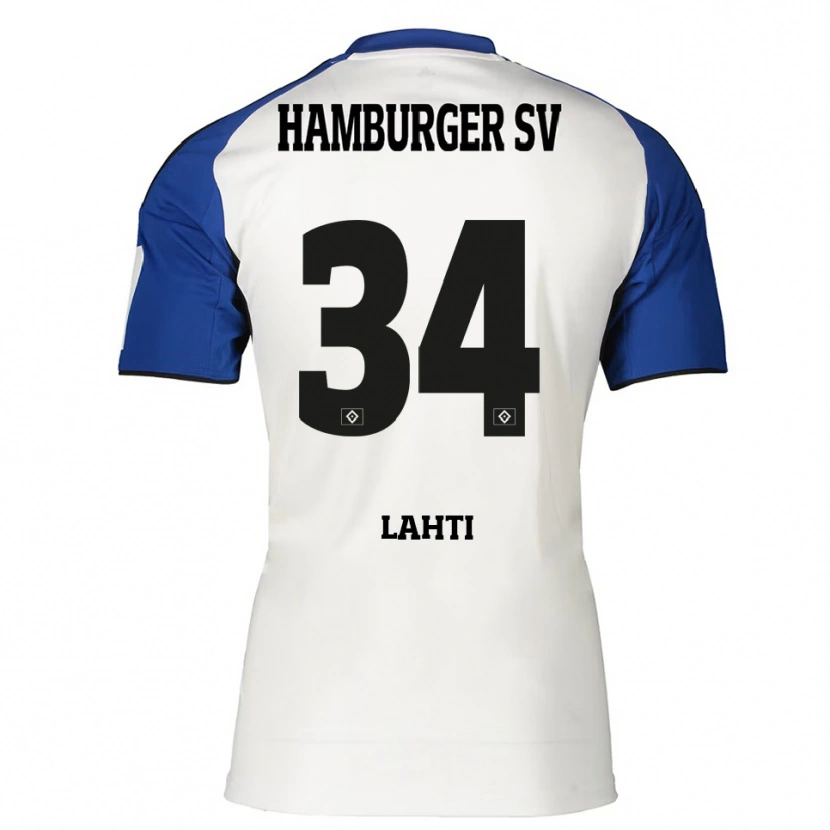 Danxen Dámské Elias Lahti #34 Bílá Modrá Domů Hráčské Dresy 2025/26 Dres