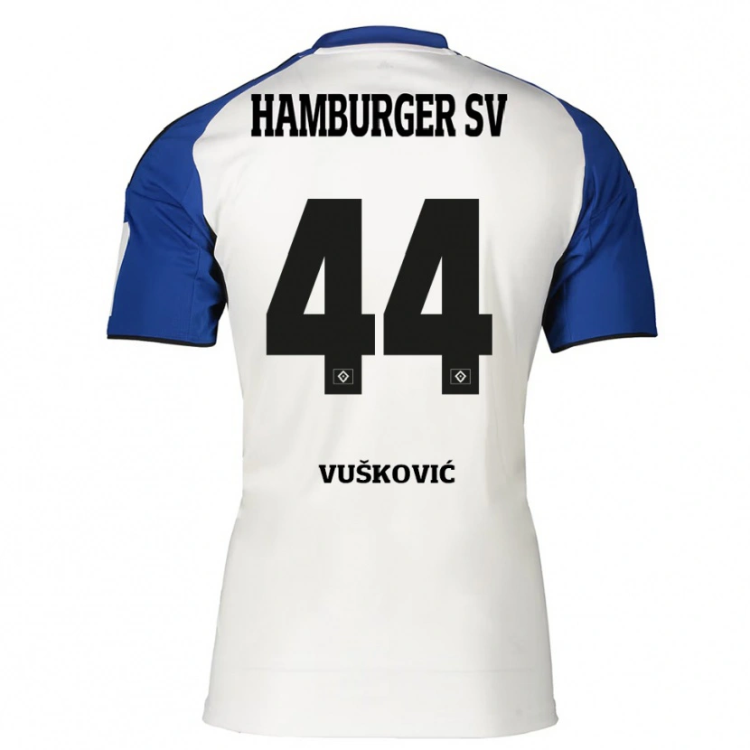 Danxen Dámské Mario Vuskovic #44 Bílá Modrá Domů Hráčské Dresy 2025/26 Dres