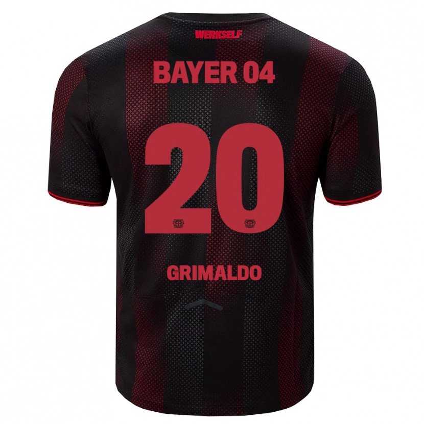 Danxen Dámské Alejandro Grimaldo #20 Černá Červená Domů Hráčské Dresy 2025/26 Dres