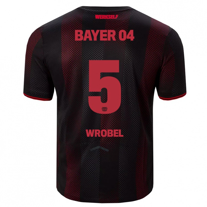 Danxen Dámské Max Wrobel #5 Černá Červená Domů Hráčské Dresy 2025/26 Dres