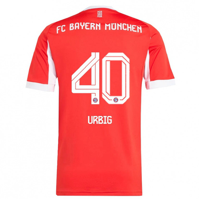 Danxen Dámské Jonas Urbig #40 Červená Bílá Domů Hráčské Dresy 2025/26 Dres