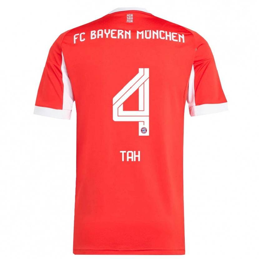 Danxen Dámské Jonathan Tah #4 Červená Bílá Domů Hráčské Dresy 2025/26 Dres