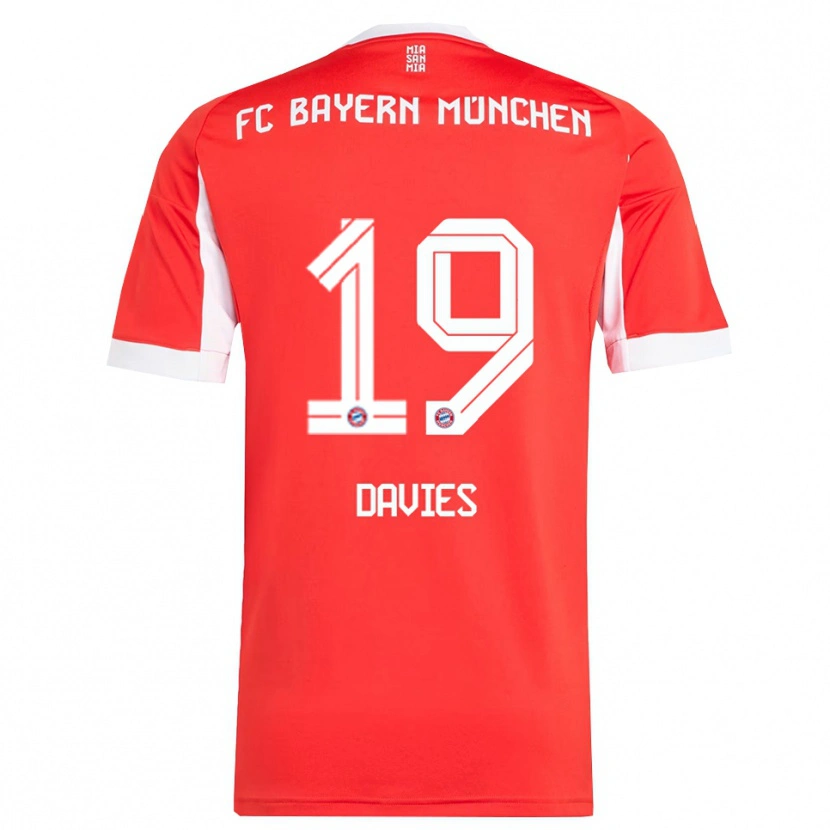 Danxen Dámské Alphonso Davies #19 Červená Bílá Domů Hráčské Dresy 2025/26 Dres