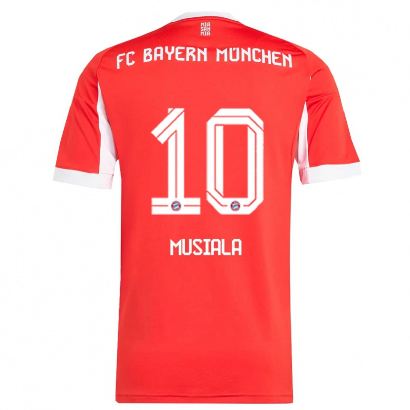 Danxen Dámské Jamal Musiala #10 Červená Bílá Domů Hráčské Dresy 2025/26 Dres