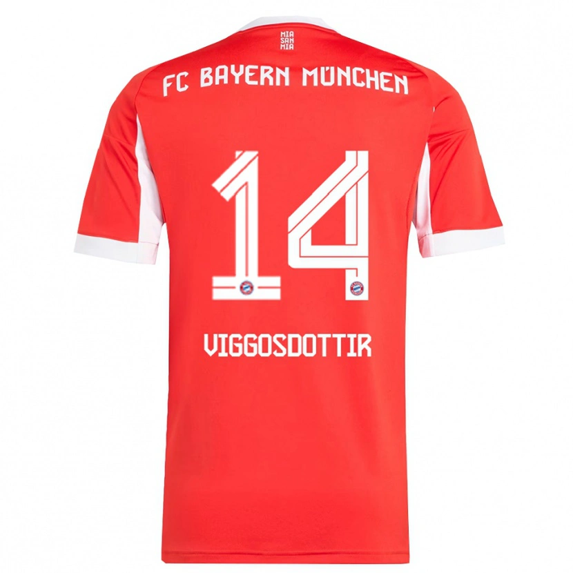 Danxen Dámské Glodis Perla Viggosdottir #14 Červená Bílá Domů Hráčské Dresy 2025/26 Dres